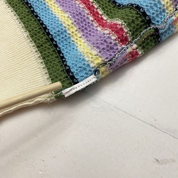 Vine & Love Kenzie Sweater Multicolored Stripes Scallop Neck Women's size Med - Picture 3 of 9